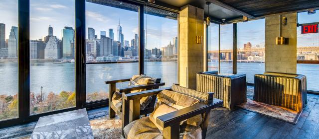 A view of the Manhattan skyline from the Brooklyn Heights Social Club